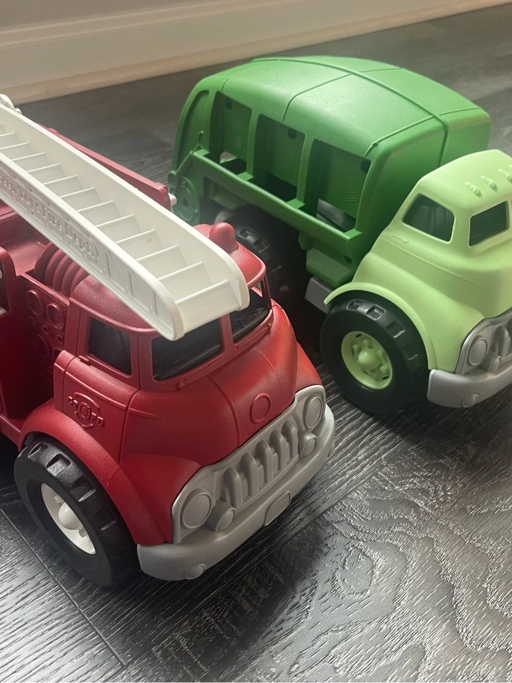 Red and Light Green Kids Toy Trucks Set - Durable Play Vehicles
